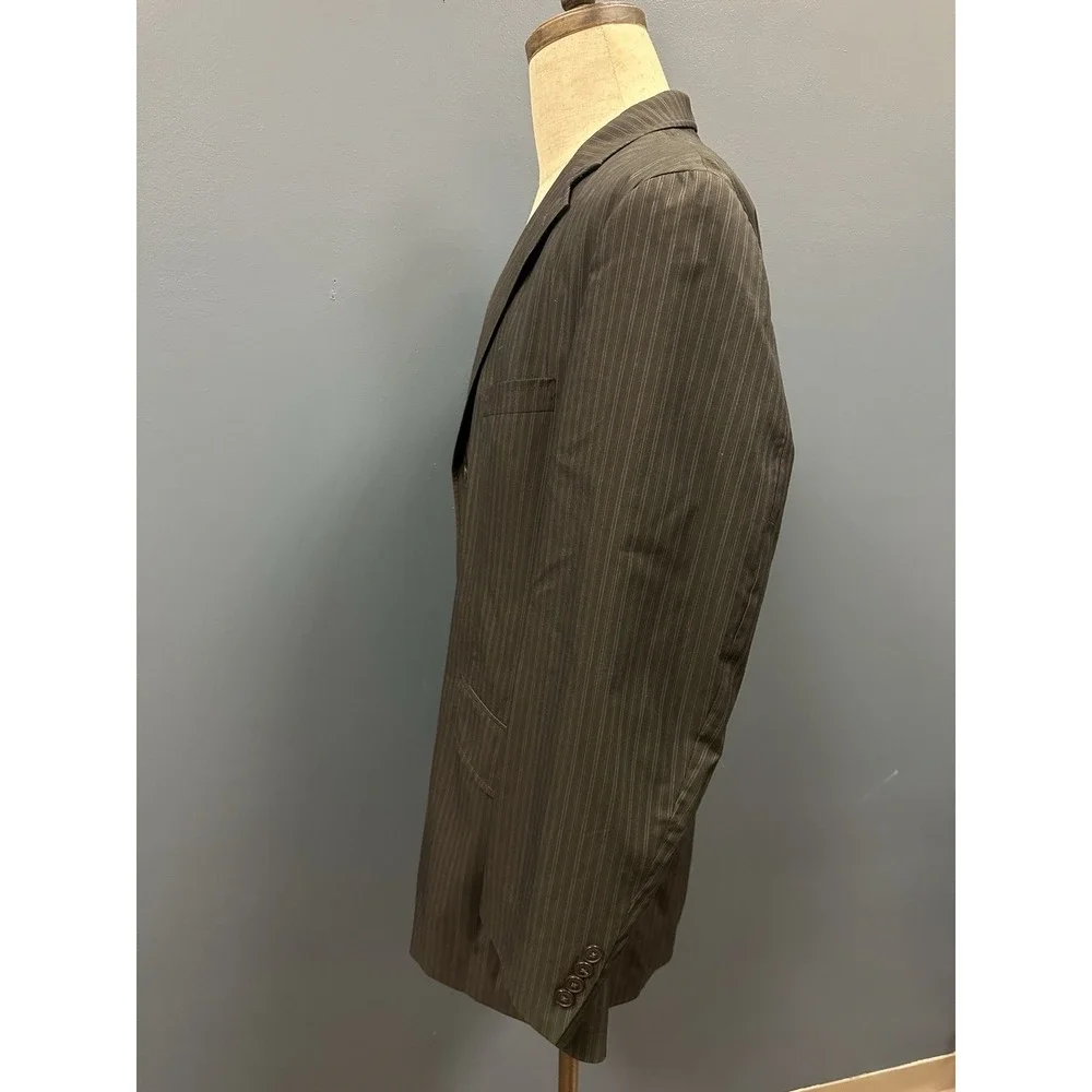 Oscar de la Renta Blazer 42L Black‎ Pinstripe Sport Coat Cotton Blend Honduras